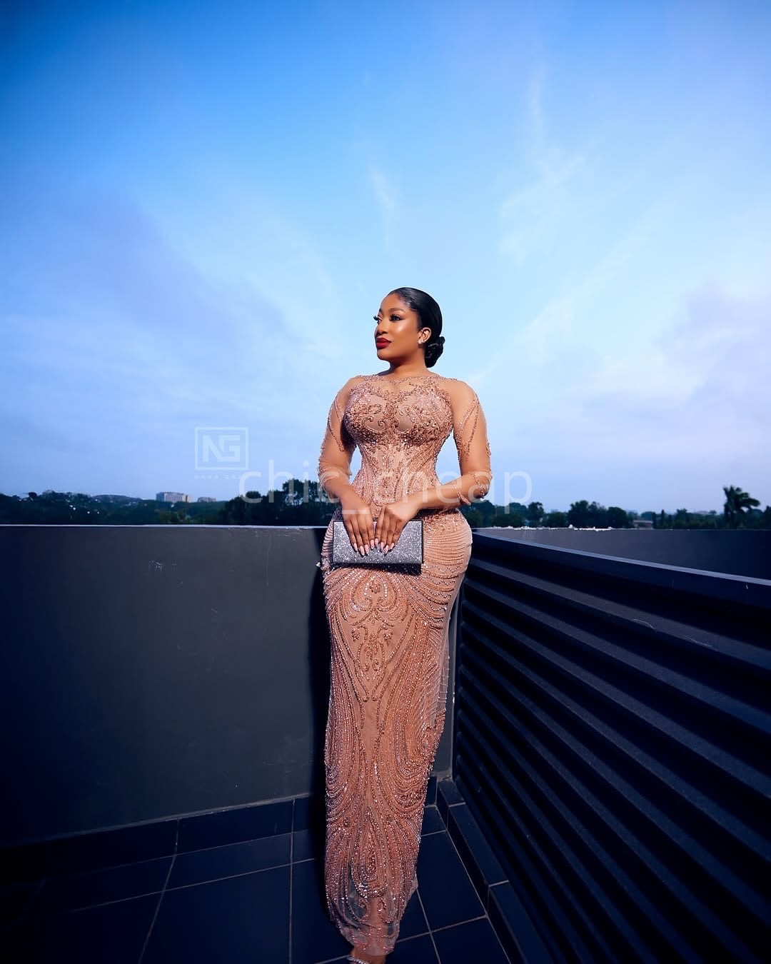 Aso Ebi Champagne Sheath Prom Dresses 2025 Beaded Lace Illusion Vintage Evening Formal Party Second Birthday Engagement Gowns Plus Size Dress For Spec