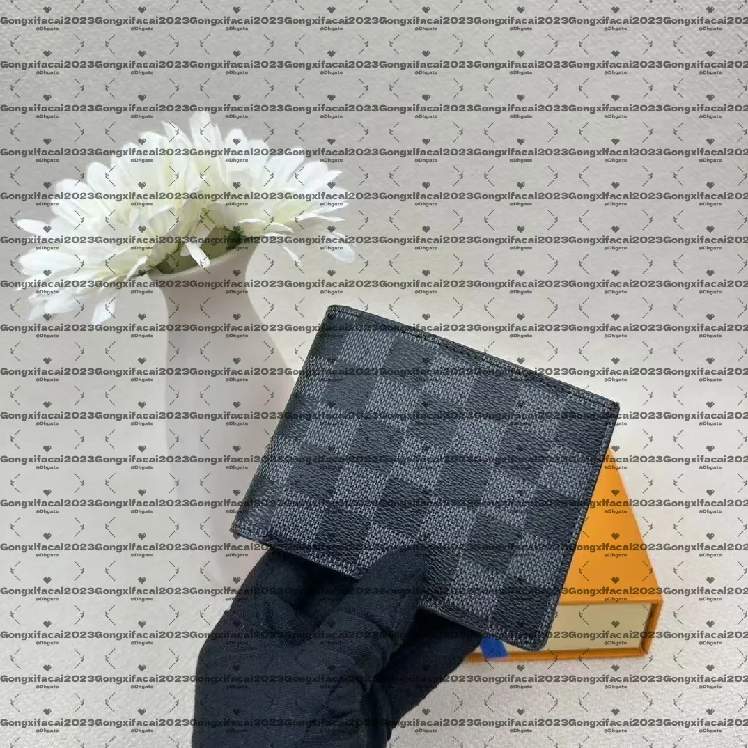 10A Top quality New Designers Luxury Genuine Leather Wallets cardholder France Paris plaid style luxurys mens wallet designers women wallet Purse Crossbody Bag