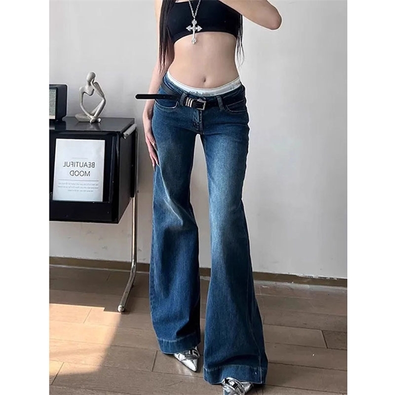Lucyever Y2K Streetwear LowWaisted Jeans Women Korean Fashion Slimming Denim Flares Pants Spring Summer Sexy Wide Leg Trousers Z260313