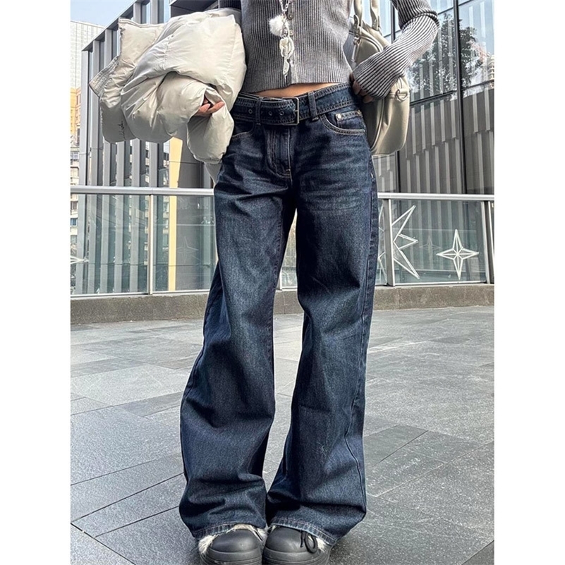 Y2K Baggy for Women Trendy Low Rise Casual Straight Leg Boyfriend Jeans Denim Pants with Pocket Streetwear Z260313