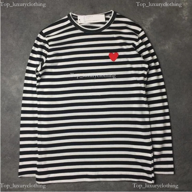 Comme De Gracons Shirt Men's Red Heart Shir Trendy Japanese Designer Hoodies Shirts Casual Stripe Outfits Sleeve Round Neck Brand Play T Shirt Luxury Sweatshirt