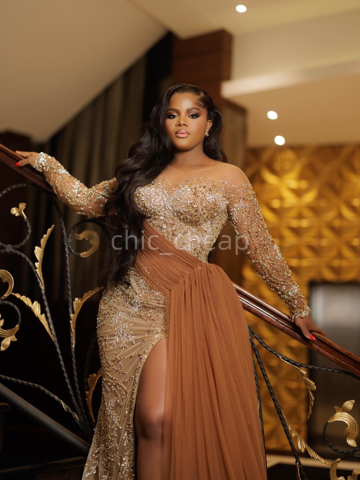 Aso Ebi Brown Mermaid Prom Dresses 2025 Lace Beaded Crystals Illusion Evening Formal Party Second Birthday Engagement Gowns Plus Size Dress For Specia