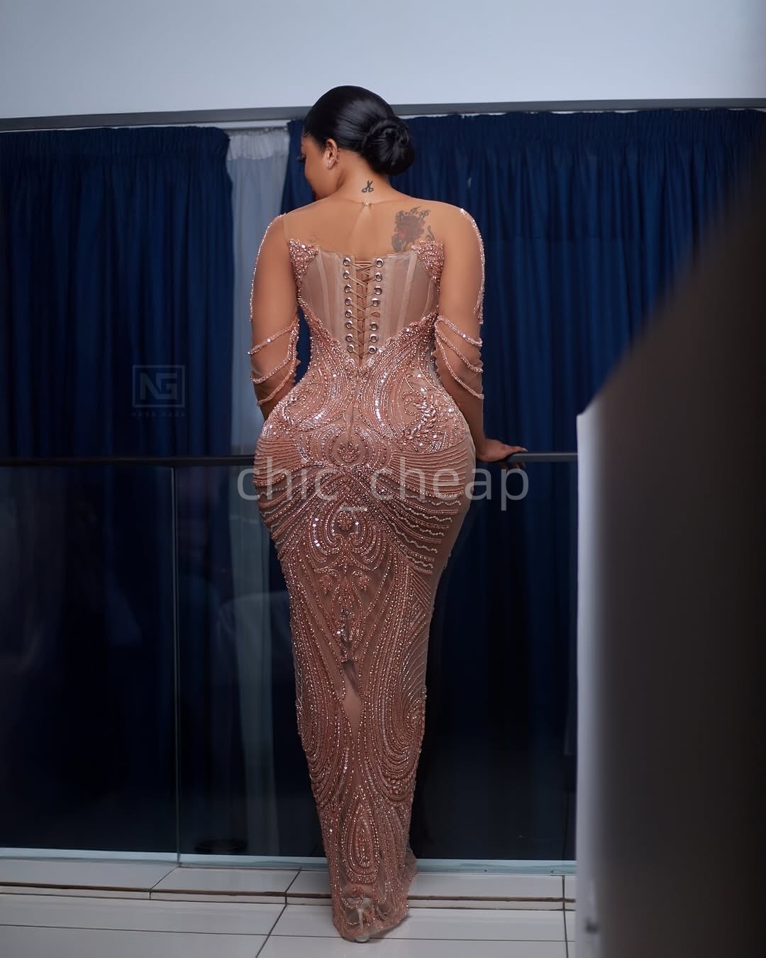 Aso Ebi Champagne Sheath Prom Dresses 2025 Beaded Lace Illusion Vintage Evening Formal Party Second Birthday Engagement Gowns Plus Size Dress For Spec
