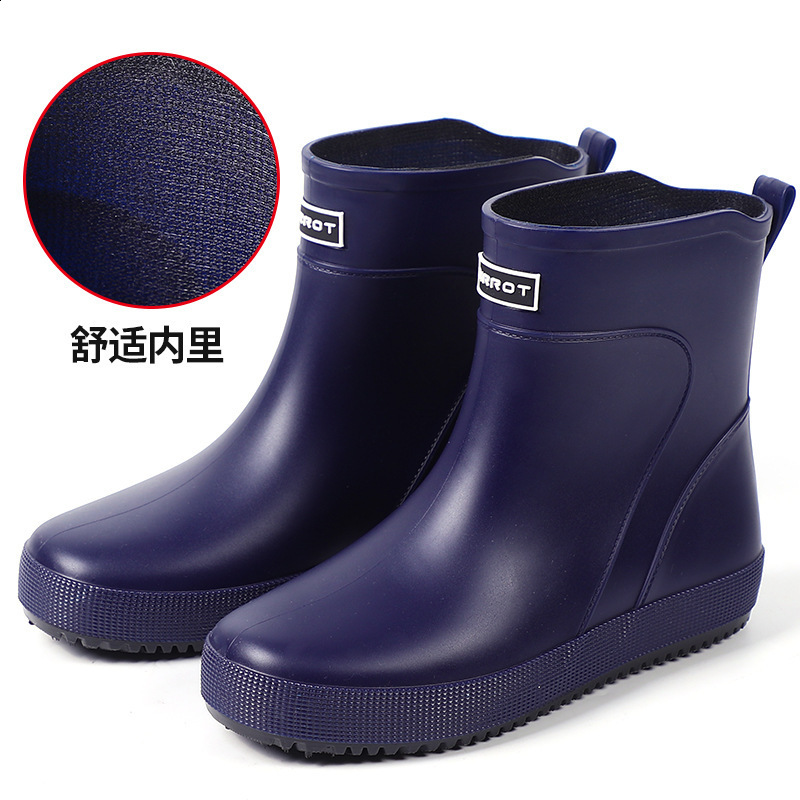 Mens MidCalf Waterproof NonSlip Fashionable Outdoor Water Shoes Short Tube Overshoes FleeceLined Water Shoes Fishing Rubber Shoes 241115