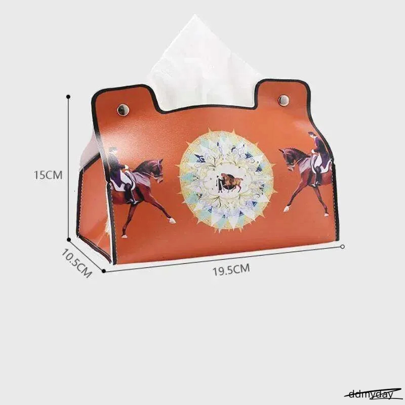 Retro Furniture Tissue Box PU Napkin Holder Desktop Bedroom Coffee Table Paper Drawer Leather Car Universal Organizer ddmyDay