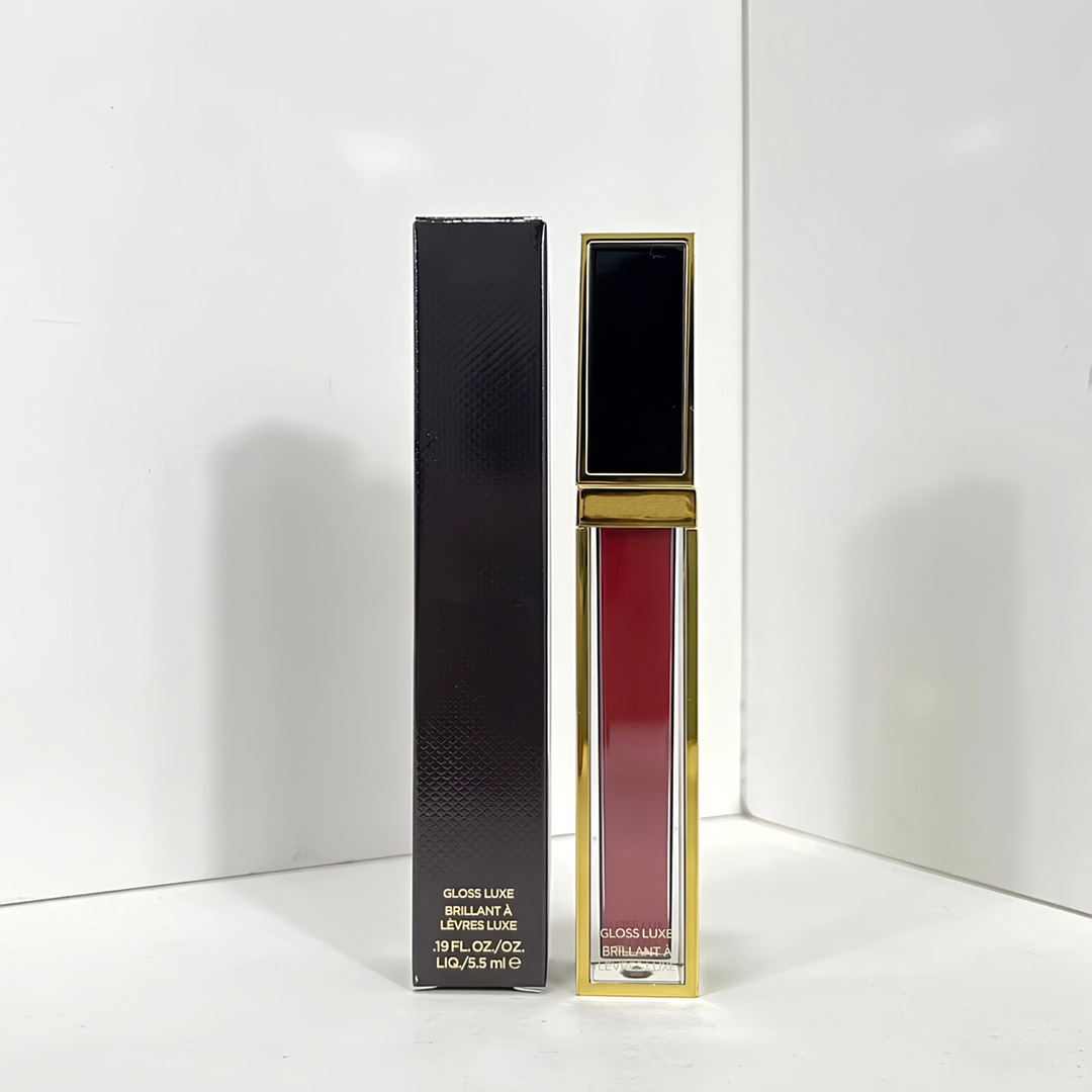 Top Quality Brand Designer Gloss Luxe Brillant Black Gold Long Tube Liquid Lipstick Shimmer Easy Color Lip Gloss Red Nude Cosmetics