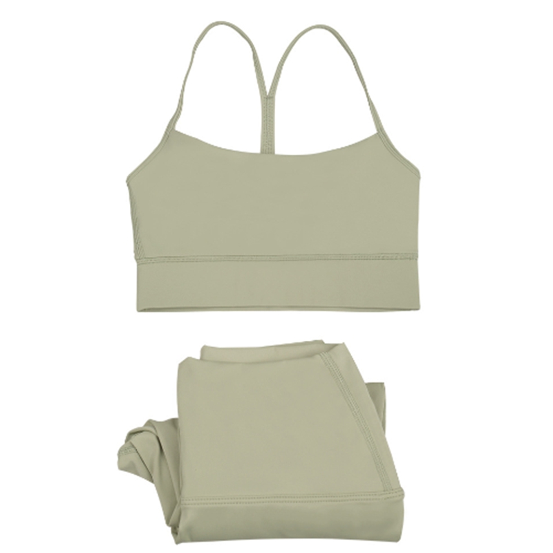 Women's yoga solid color sports bra shock-absorbing Y vest high waisted leggings set jogging fitness sportswear gym leggings underwear