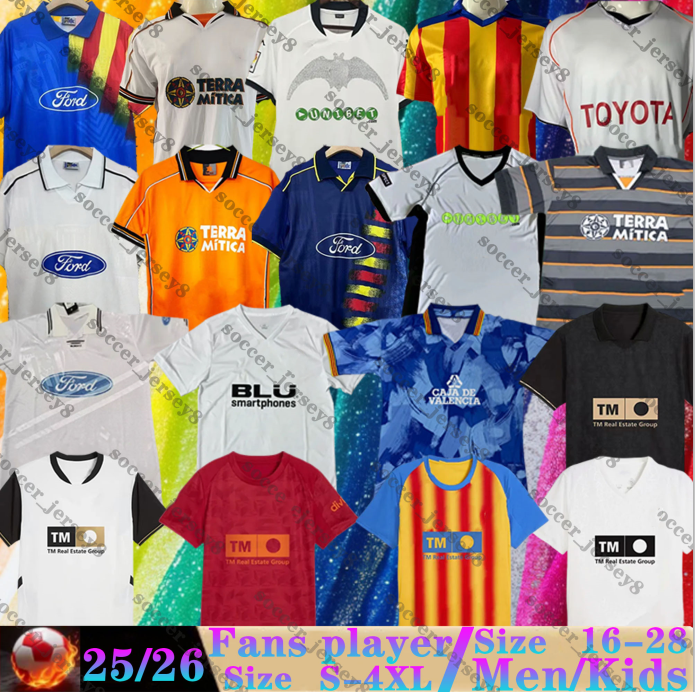 25 26 valencias soccer jerseys Retro 95 97 99 00 06 07 MENDIETA Romario PEPELU JAVI GUERRA MUSAH 2025 2026 men kids kit HUGO DURO GAYA camisetas de futbol Football Shirts