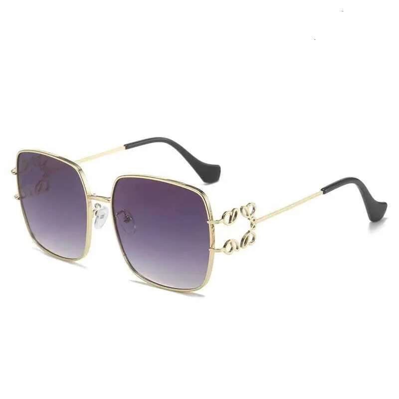 Designer Sunglasses for women Square metal Glass oversized lenses frame unique charm Driving Beach Outdoor Shades signature Good quality