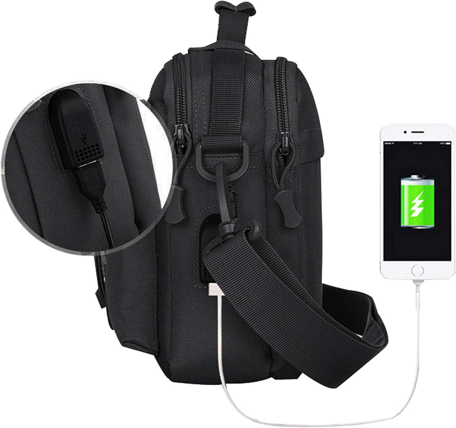 Tactical Messenger Bag Multifunction Nylon Shoulder Briefcase Handbags with USB PortW250915