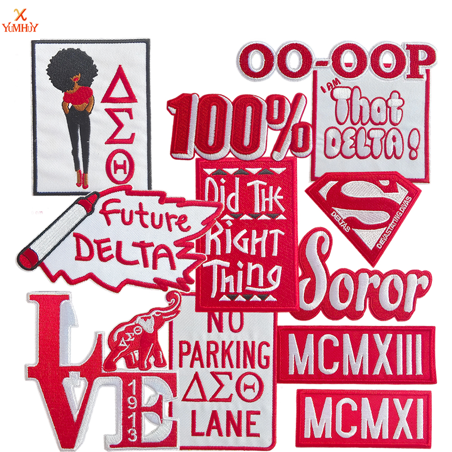 3-5 Inch Size Delta Sigma Theta Sorority Embroidered Patches 1913 Iron on Patches for Clothing and bags
