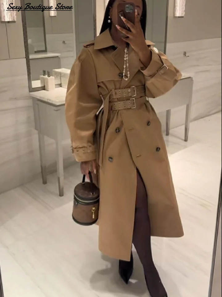 Chic Punk Trench Coat For Women Full Sleeve Loose Hooded Crop Lapel Bat Long Coats 2025 Lady Y2k Fall Outwears 250904