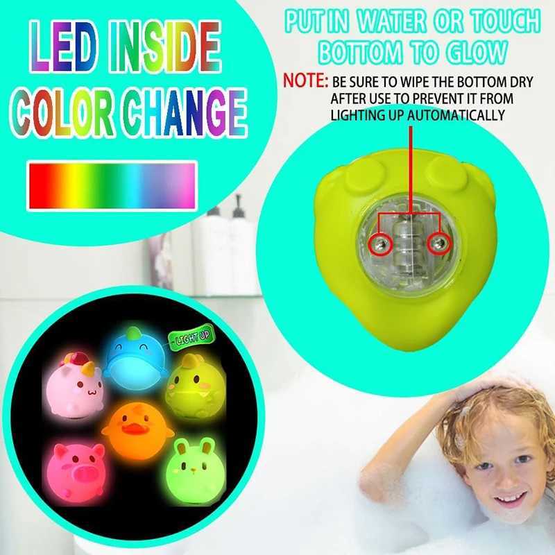 Random Animal Light Up Baby Bath Toys Toddler Water Bath Tub Toys Animal Floating Bathtub Toys Baby Shower for Infant Boys Girls C250915