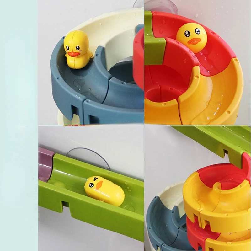 Baby Bathroom Duck DIY Track Bathtub Kids Play Water Games Tool Bathing Shower Wall Suction Set Bath Toys for Children C250915