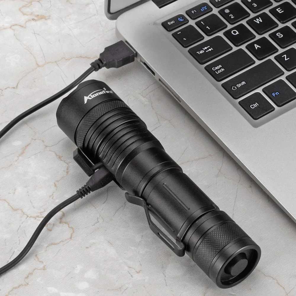 Zoom 4Colour light WhiteRedGreenBlue LED Flashlight USB Rechargeable Fishing Camping Hunting Photography Selfie Hiking Torch C250915