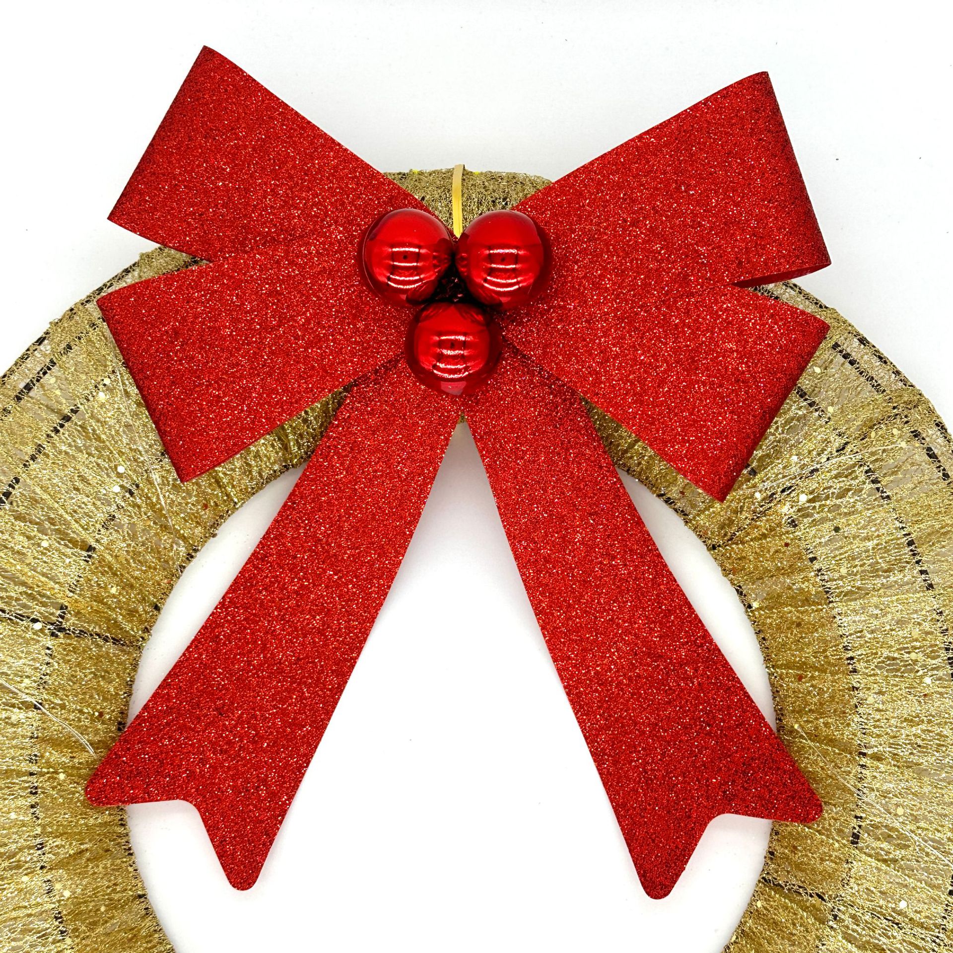 Christmas wreath, metallic and glowing flower wreath, LED warm light lamp, Christmas decoration item, best-selling model, front door hanging piece Z24