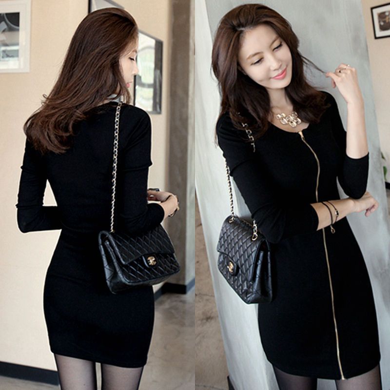 Skirt Autumn Winter HighEnd Dress New Slim Fit Slimming Base Dress Sexy Bodycon Fleece Lined Thickened Winter Dress