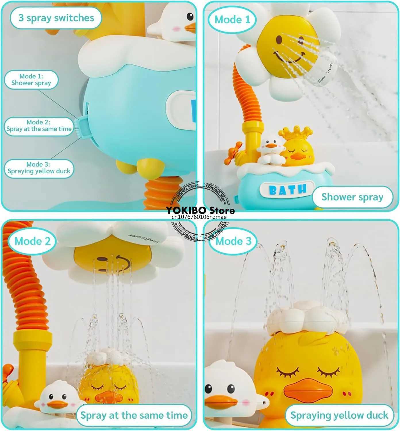 Baby Bath Toys Bath Shower for Toddler 4 in 1 Bathtub Toy with Sunflower Shower 3 Water Spray Sprinkler BathTub Toys for Baby C250915