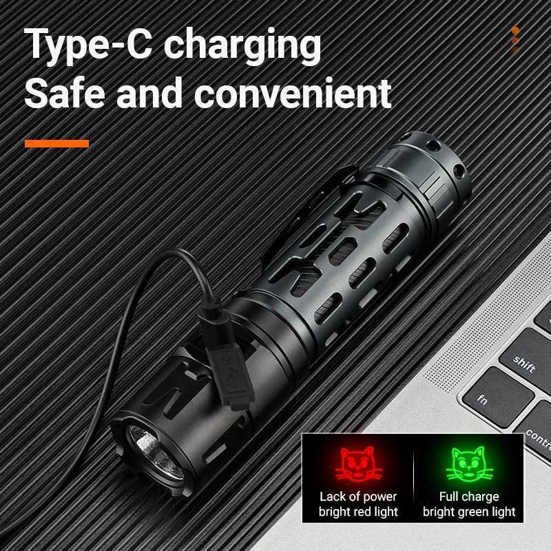 YEMAO A7 2200LM Powerful Flashlight Dual Control Buttons USBC Rechargeable 21700 LED Tactical Torch C250915