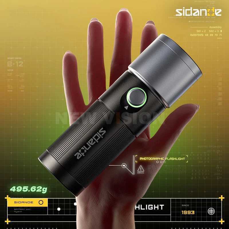 SIDANDE Videography Flashlight Zoomable Photography Fill Light Ambience Light with 14 Thread for Camera Stand Cage C250915