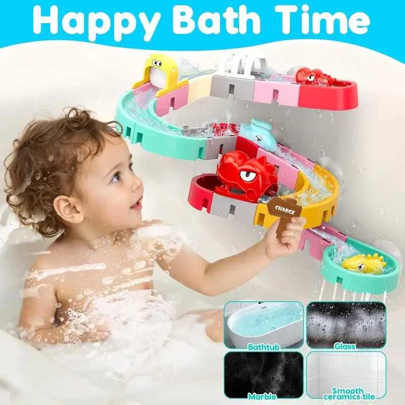 BaBy Water Toys for Kids Bath Toys DIY Building Water Slide Tracks Wall Track Building Set Spray Outside Pool Bathtub Toys C250915
