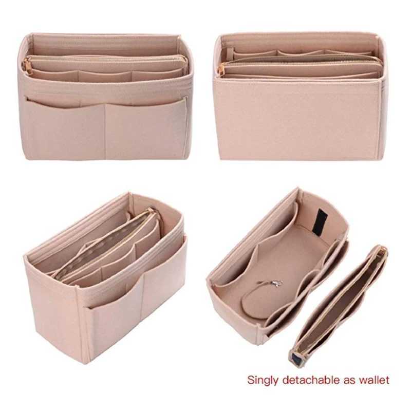 HHYUKIMI Make up Organizer Felt Insert Bag For Handbag Travel Inner Purse Portable Cosmetic Bags Fit Various Bags J250915