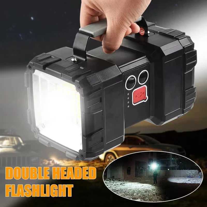 XHP100 Super Bright LED Touch Light Searchlight Double Head Flashlight USB Rechargeable Portable Outdoor Emergency Lights C250915