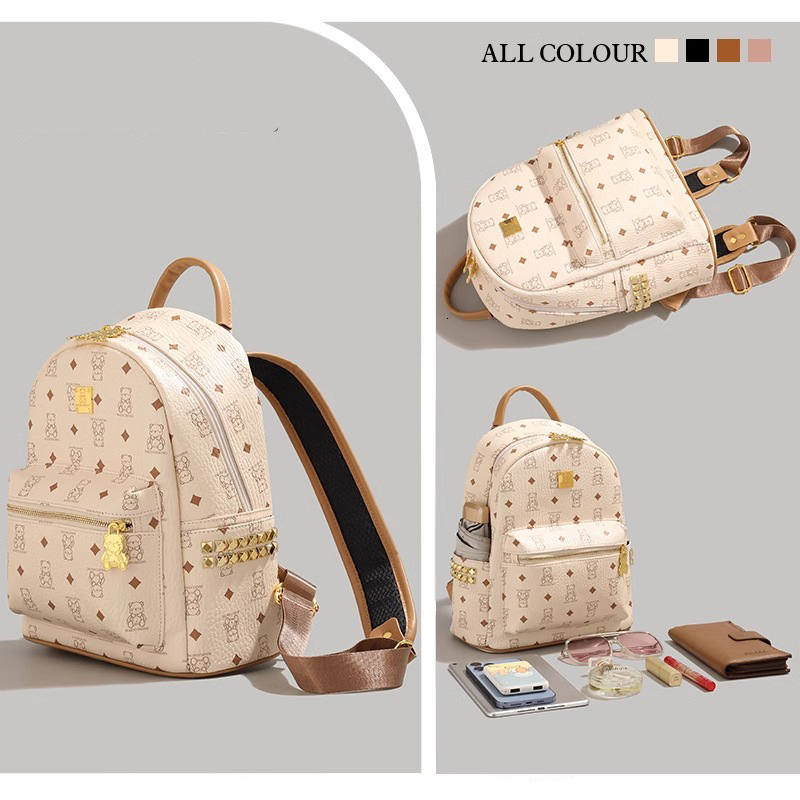 Luxury Brand Designer Bag Cute Bear Commuter Backpack 2025 New Fashion Versatile Trendy Women's College Student Backpack Large Capacity School Ba