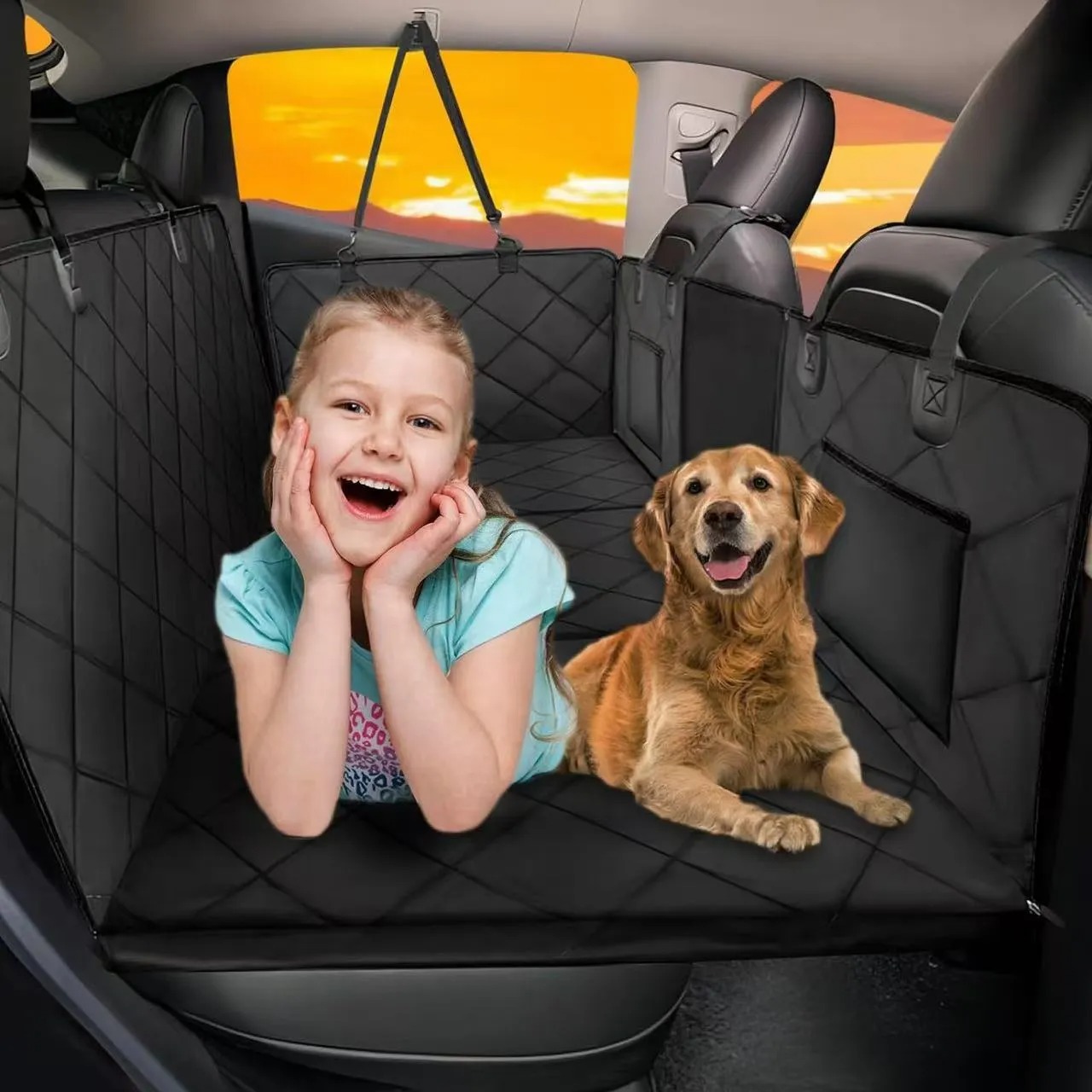 Dog Rear Seat Extension - Large Space, Dog Car Seat Cover Hard Bottom Can Support 400 pounds approximately kilograms