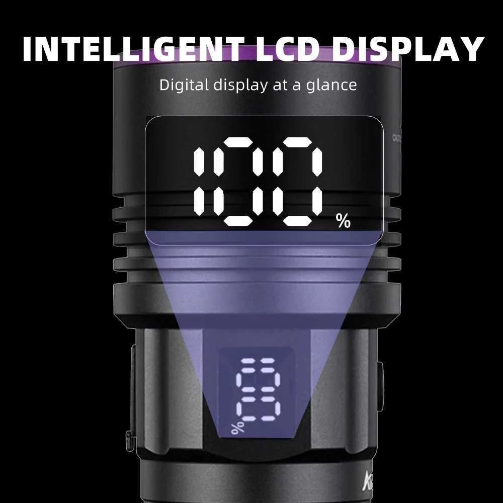 180W LCD High power 9x365nm UV LED Flashlight Charging Blacklight Curing CatDog Urine Stain Tinea Marker Ore Money Scorpion lamp C250915