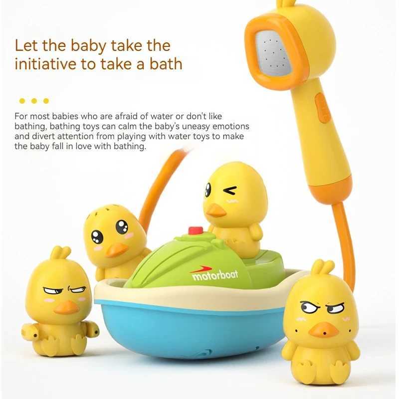 Cute Duck Bathtub Boat Toy with 3 Emotional Ducks Automatic Water Spray Toys for Toddlers Sensory Interactive Baby Shower Gift C250915