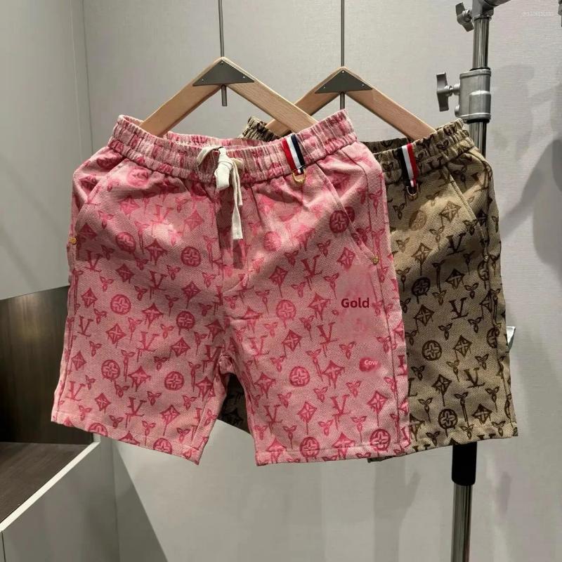 Men's Pants Retro Shorts Casual American Style Cotton Blend Five-Point Fit Summer Fashionable Model Straight Leg Jeans