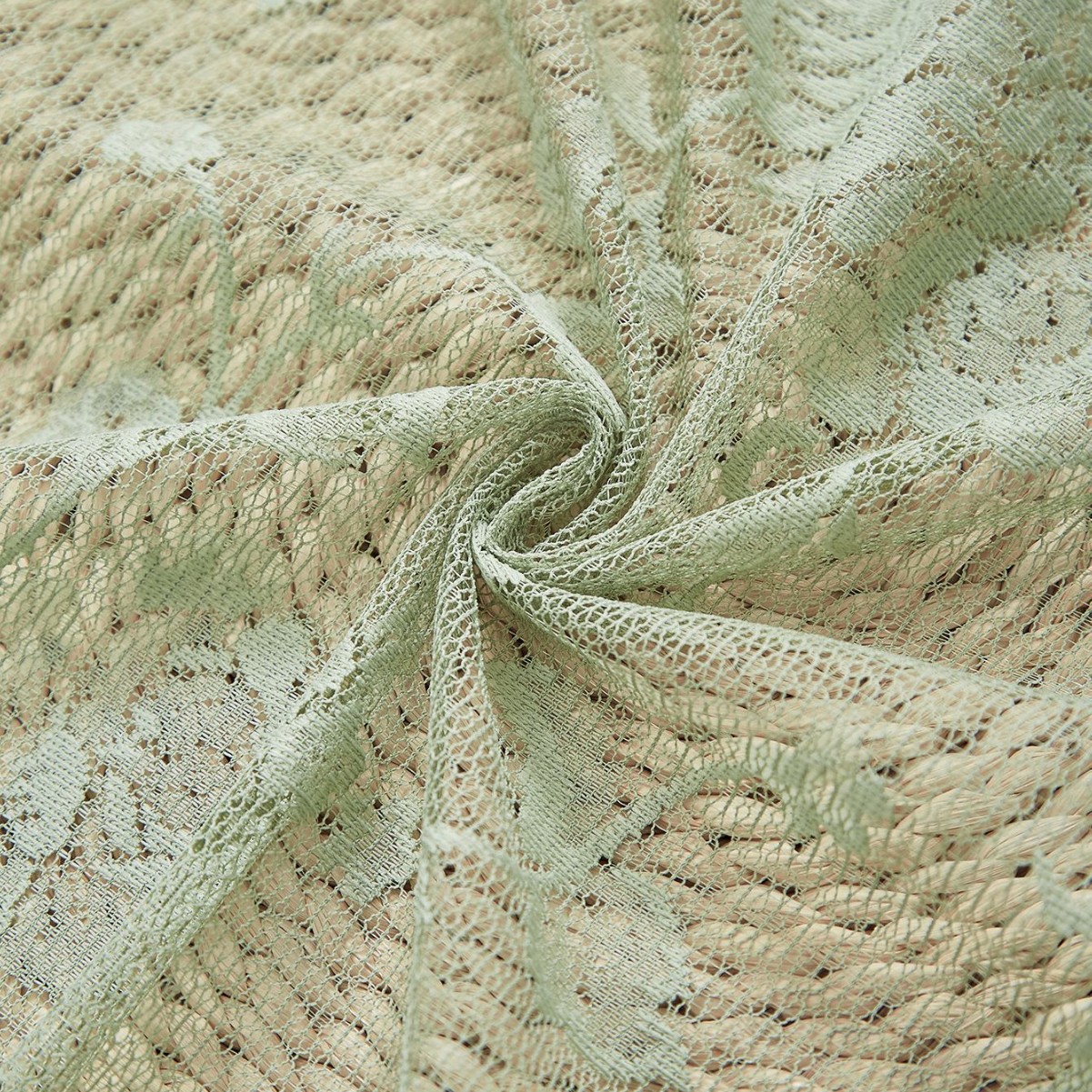 YL-37237 French green kitchen curtains retro American light-transmitting French double-layer lace bedroom partition curtains bay window curtain