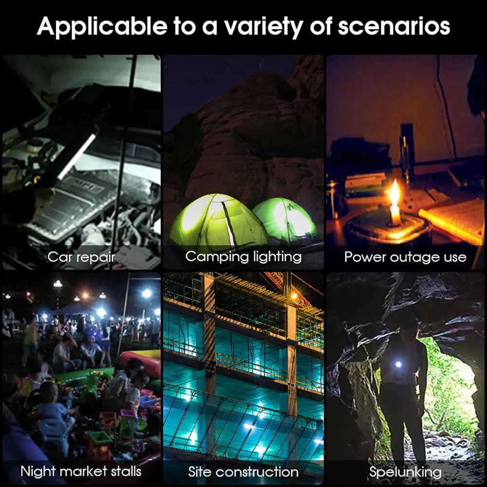 LED Work Light Rechargeable Magnetic Base Waterproof 3 Modes LED Flashlight Inspection Light for Car Repair Household Outdoor C250915
