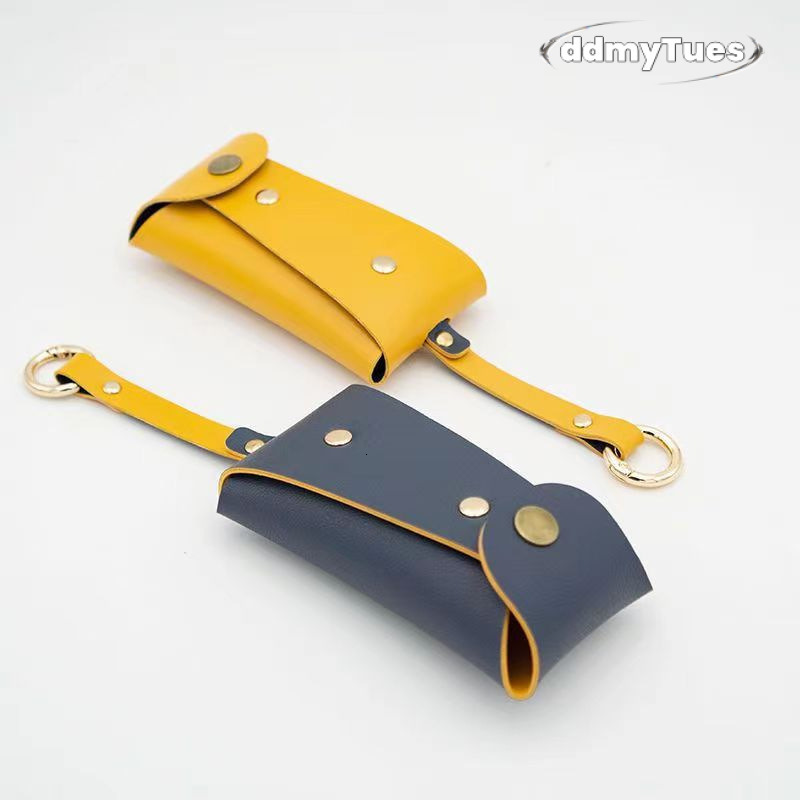 2025 Korean Version New Style Color-Block Leather Keychain Key Bag with Buckle Car Keychain Key Bag Coin Purse ddmytues