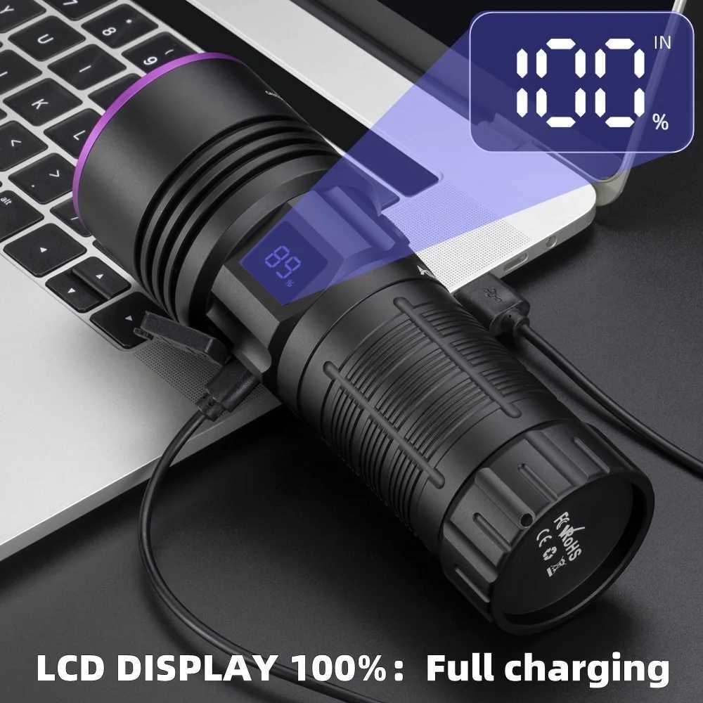180W LCD High power 9x365nm UV LED Flashlight Charging Blacklight Curing CatDog Urine Stain Tinea Marker Ore Money Scorpion lamp C250915