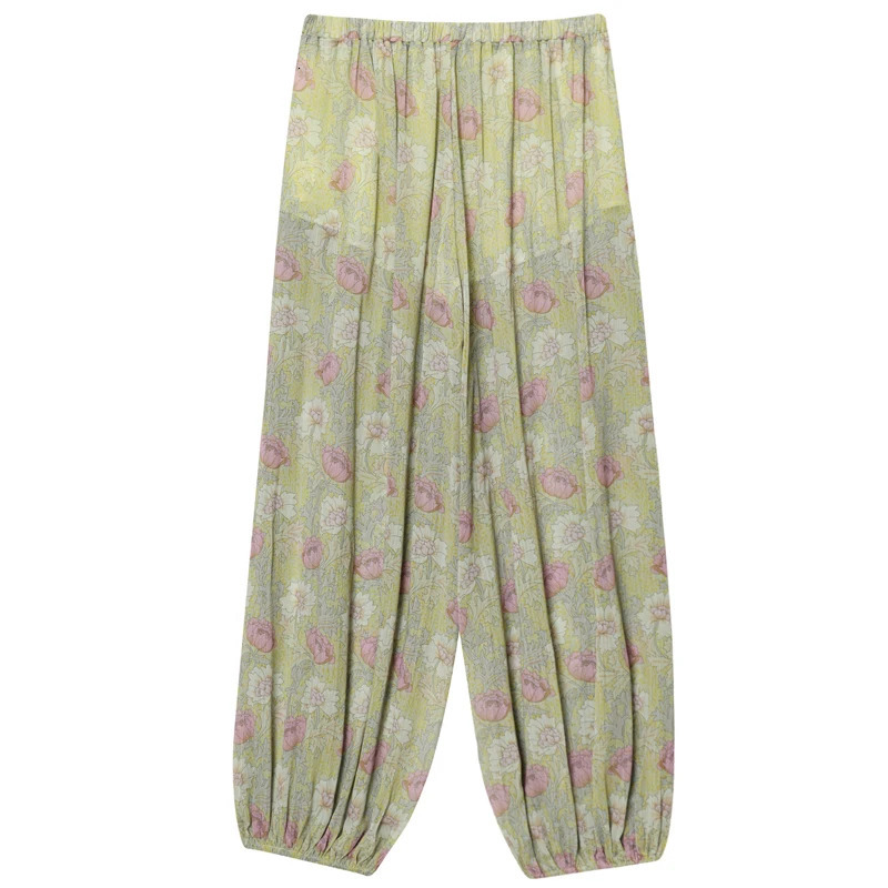 HXAO Womens Pants Print Baggy Pants Summer 2025 High Waist Lantern Wide Leg Pants Oversize Floral Trousers Plus Size Tunic Pant 250915
