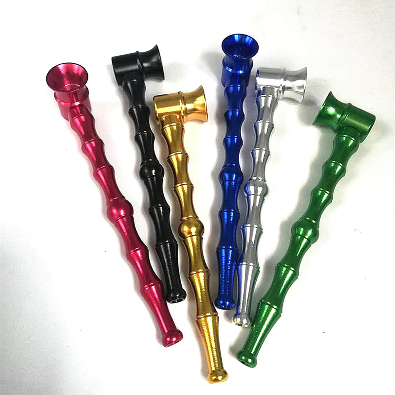 Metal aluminum Pipe Portable Bamboo Pipe For Men to Smoke Tobacco Leaves and Sweat Tobacco Pipe Y7