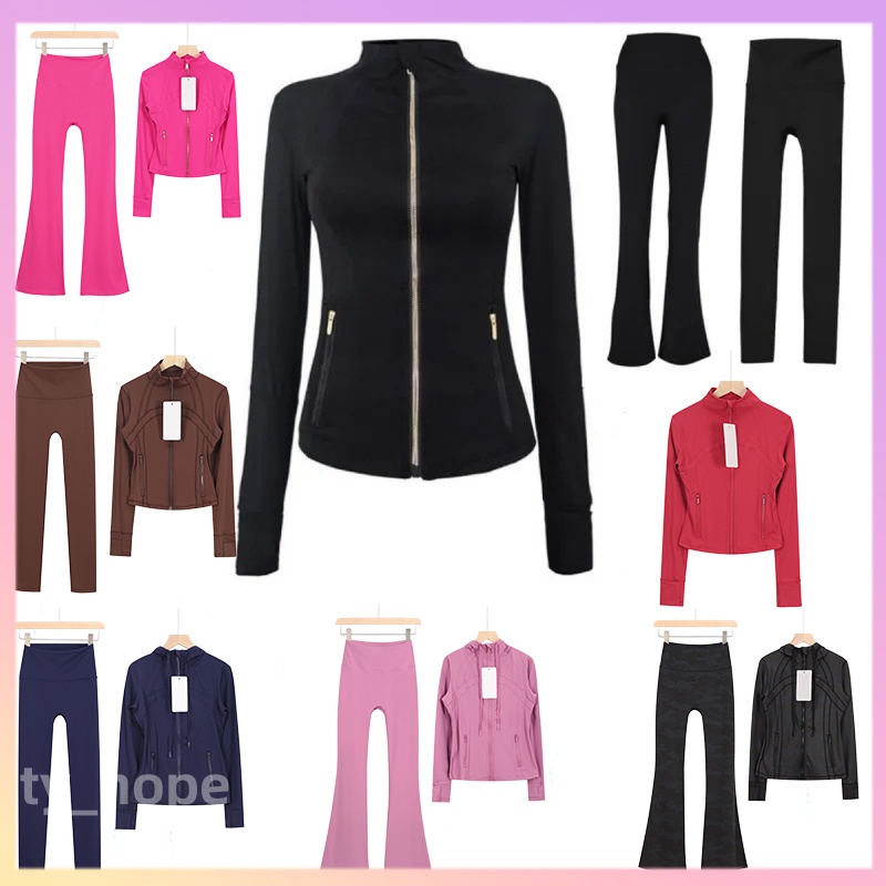 Women's Long Yoga Sets jackets shorts leggings skirt Push Up Fitness sets High Waist Sports Jackets Zip Up Coat Elastic Sportswear Outfits Pants Gym Suit
