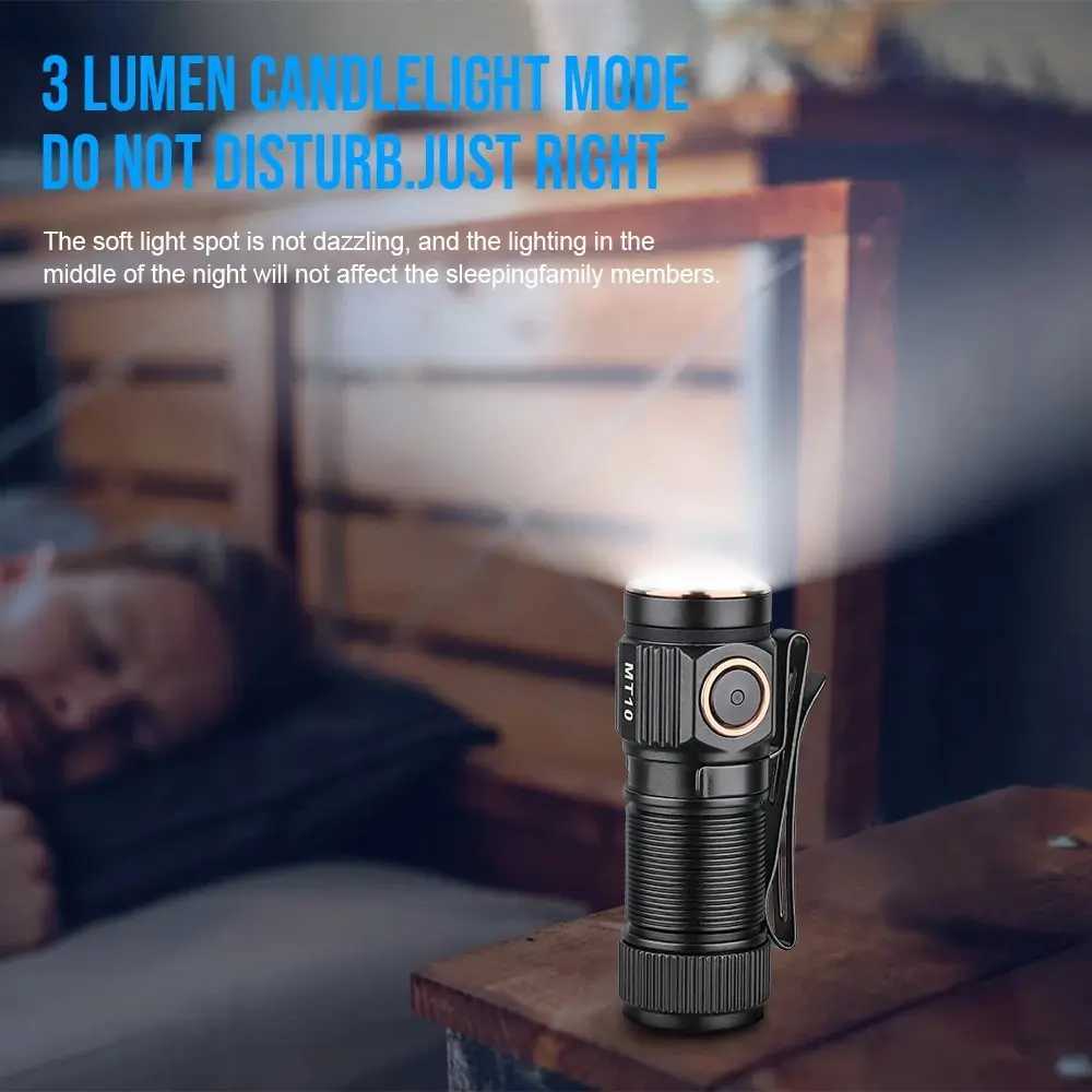 Trustfire MT10 EDC USB Rechargeable LED Flashlight 1000Lumen Type C 16340 Torch IPX8 Lamp MVB Optics Work Light with Magnet Tail C250915