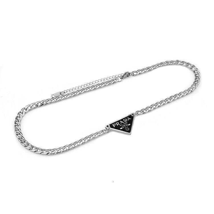 Black Letter Triangle Necklace for Women Ins Hip Hop Trendy Internet Celebrity Clavicle Disco Cuban Chain Accessories