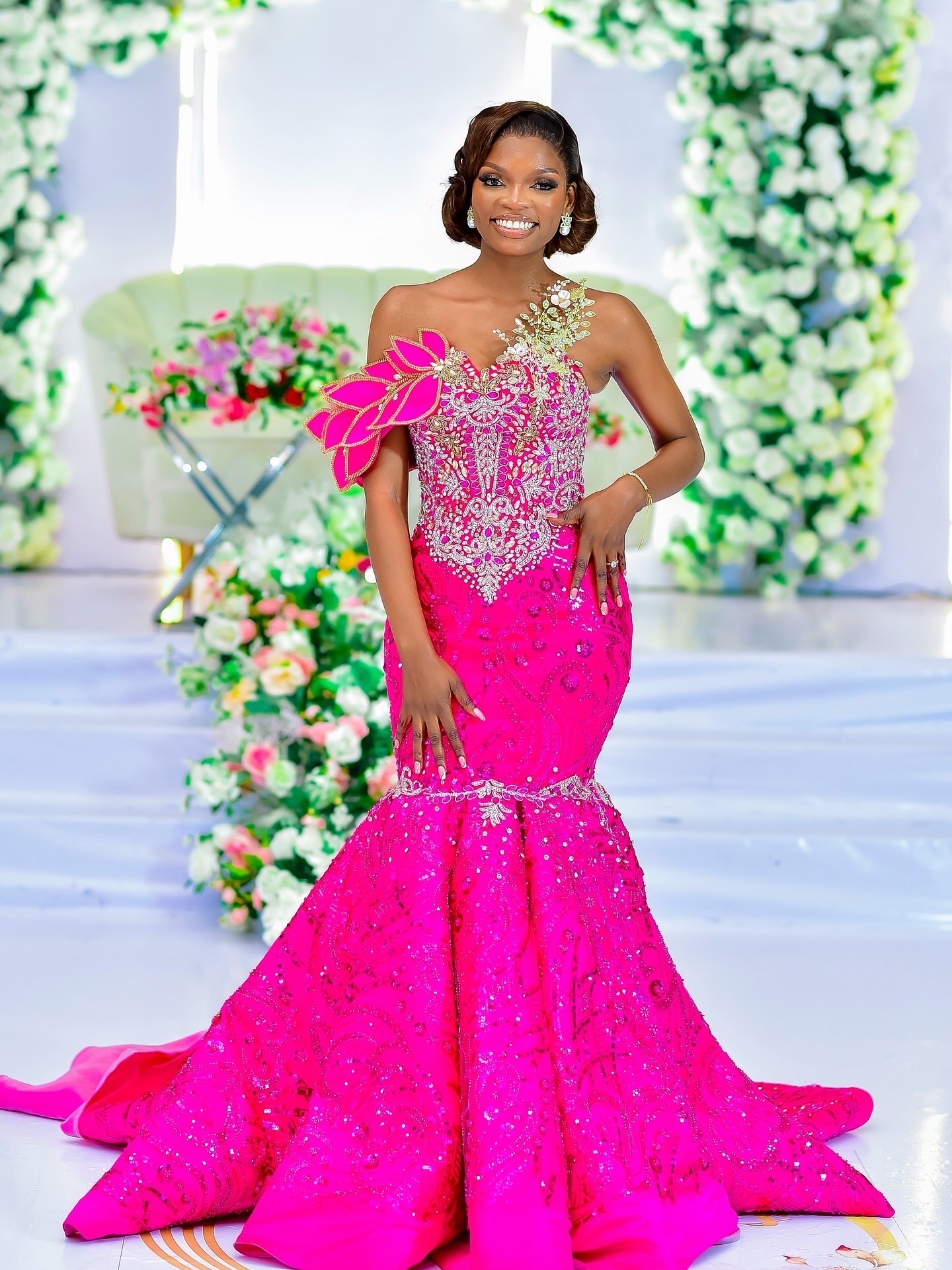 Aso Ebi Fuchsia Mermaid Prom Dresses 2025 Lace Crystals Florals Evening Formal Party Second Birthday Engagement Gowns Plus Size Dress For Special Occa