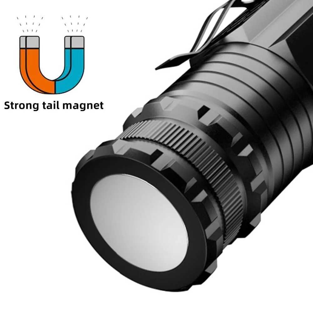 3xLed Mini High Bright Small Flashlight USB Rechargeable Work Rrepair Outdoor Hiking Fishing Camping Magnet Torch Lighting light C250915
