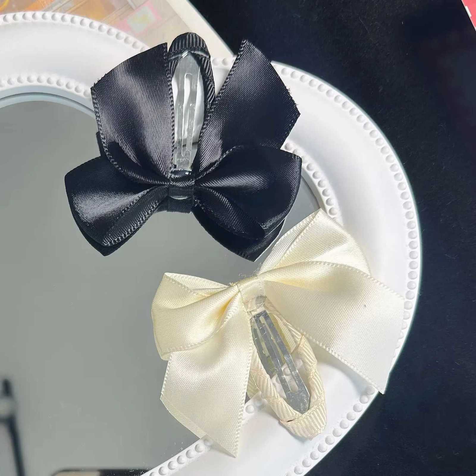 2PC New Lovely Princess Black White Satin Bow Girls Hairpins Children Headwear Hairgrip Hair Clips Barrettes Hair Accessories F250915