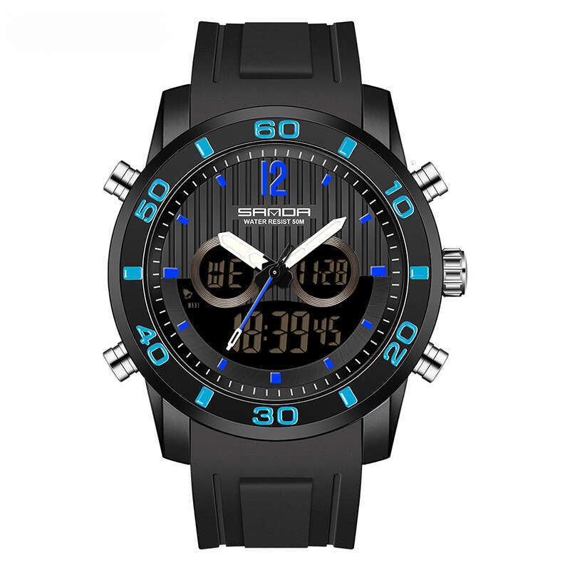 DHwatches Korean Version Multi-Function Dual Display Luminous Electronic Waterproof Outdoor Hiking Sports Men's Watch