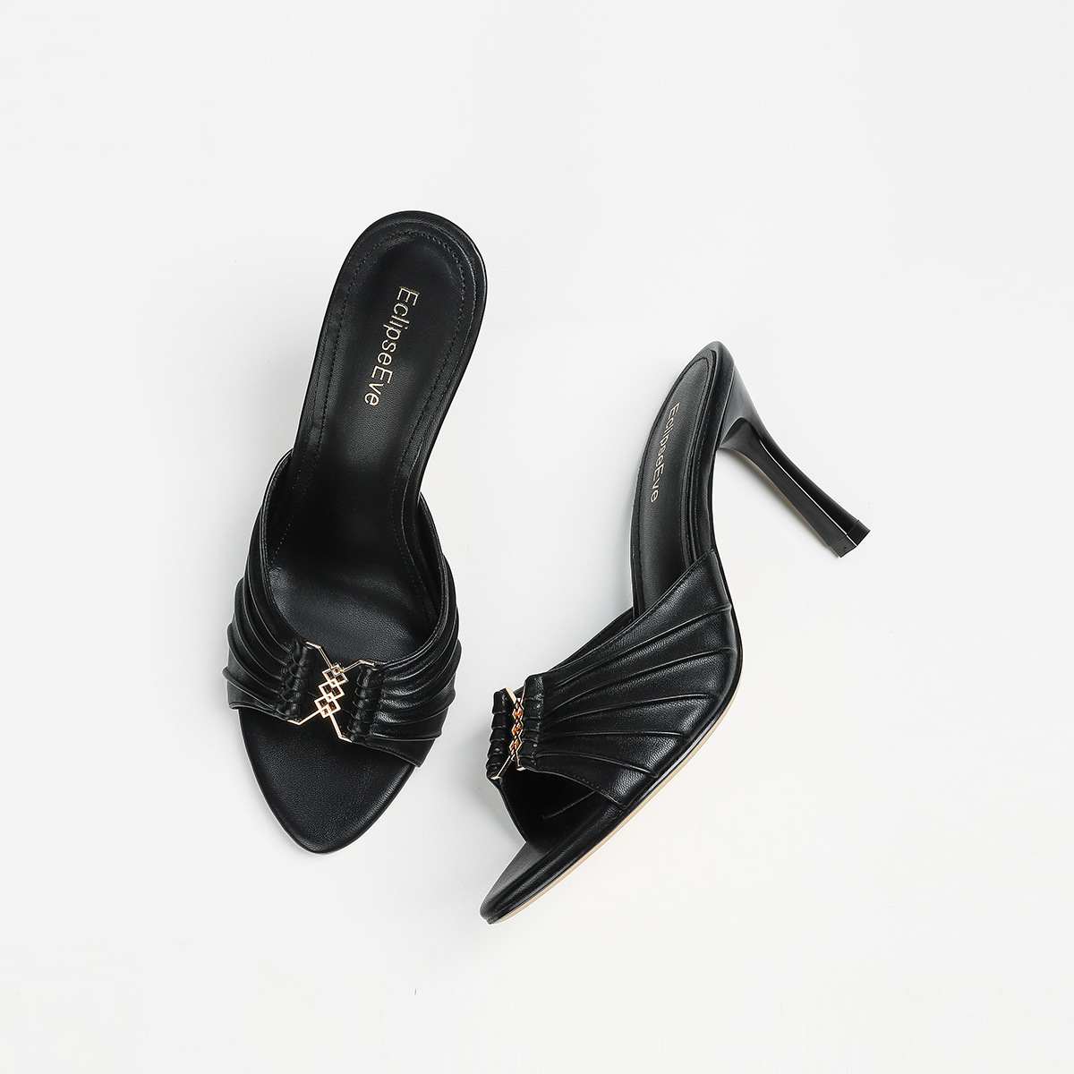 Designer Slippers Cross-border Pleated metal Ladies' buckle fish-mouth Sexy skinny sandals High-heeled open-toe slippers Free shipping