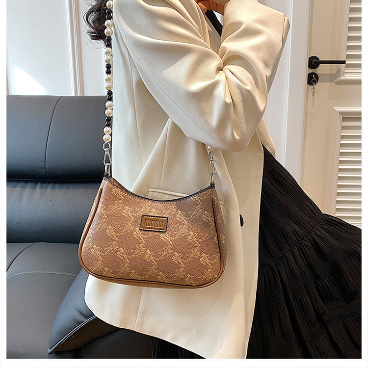 Luxury Brand Designer Bag 2025 Sanfu Pain Bag Underarm Pearl National Trend Print High-End Feel Women's Bag Fashion Versatile Single Shoulder Cro