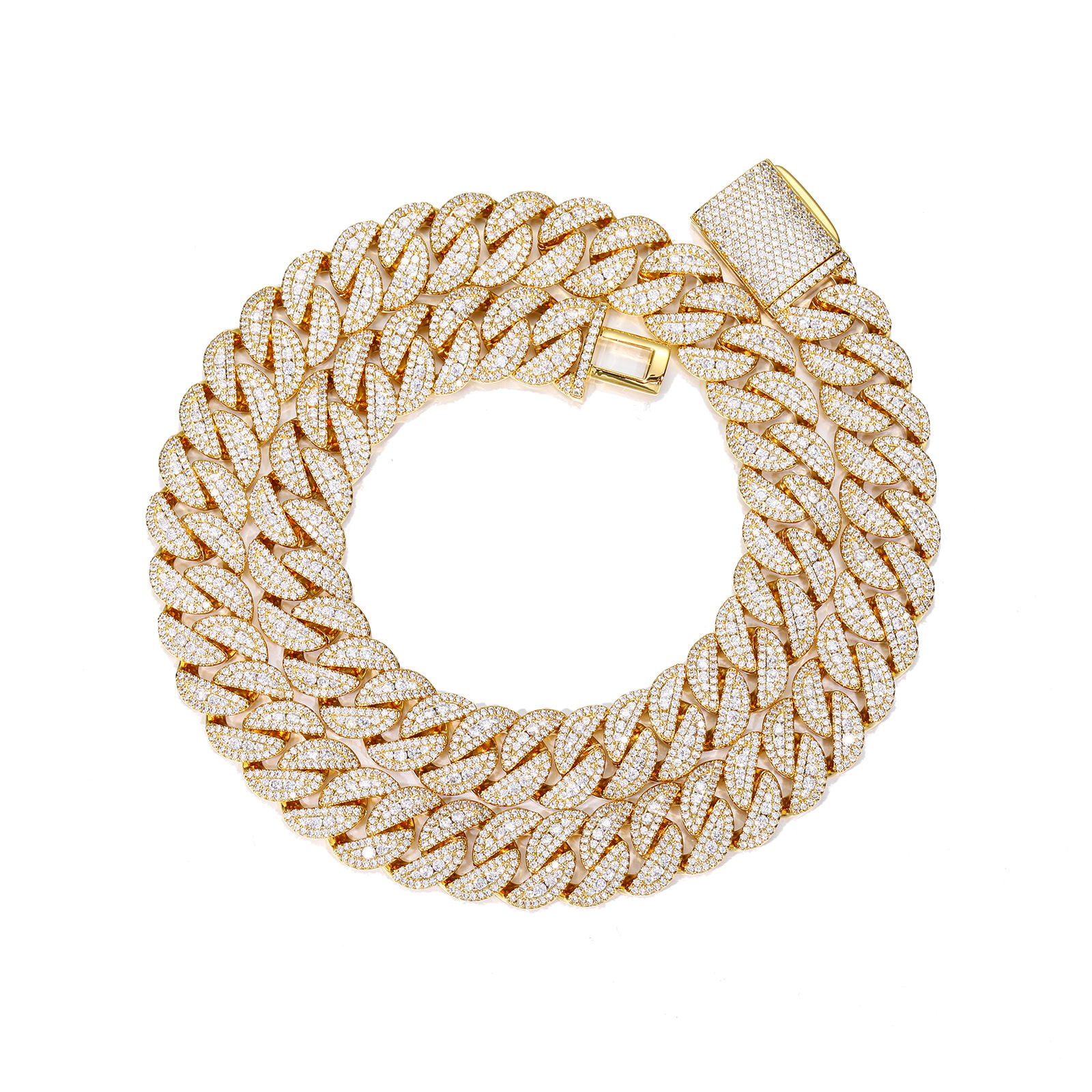 14mm Hip Hop Miami Cuban Chain Necklace Bracelets Full 5A Zircons Mens High Quality Jewelry