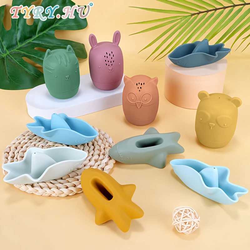 1Set Baby Bath Toys Animal Cute Cartoon Toddler Water Toys Swim Bathroom Baby Silicone Sprinkler Bathtub Animal Toy Infant Kids C250915