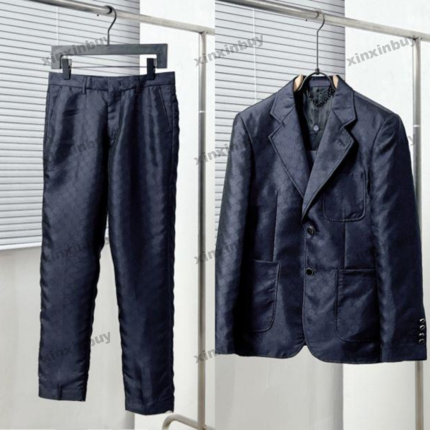 xinxinbuy Men designer Coat denim Jacket Fishnet letter jacquard embroidery fabric sets suit long sleeves women khaki Black red WHITE S-4XL